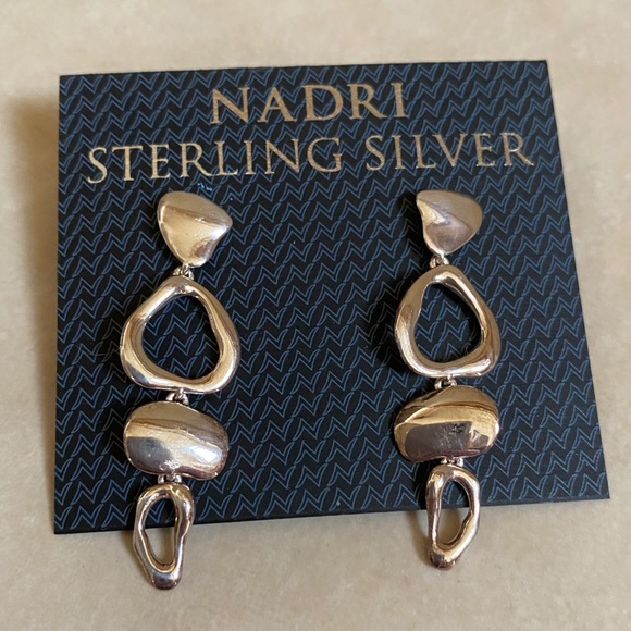 Nadri Abstract Drop Sterling Silver Earrings - Picture 1 of 14
